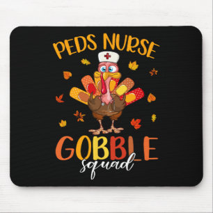 Nurse Gobble Squad Turkey Pilgrim Thanksgiving Fal Mouse Pad