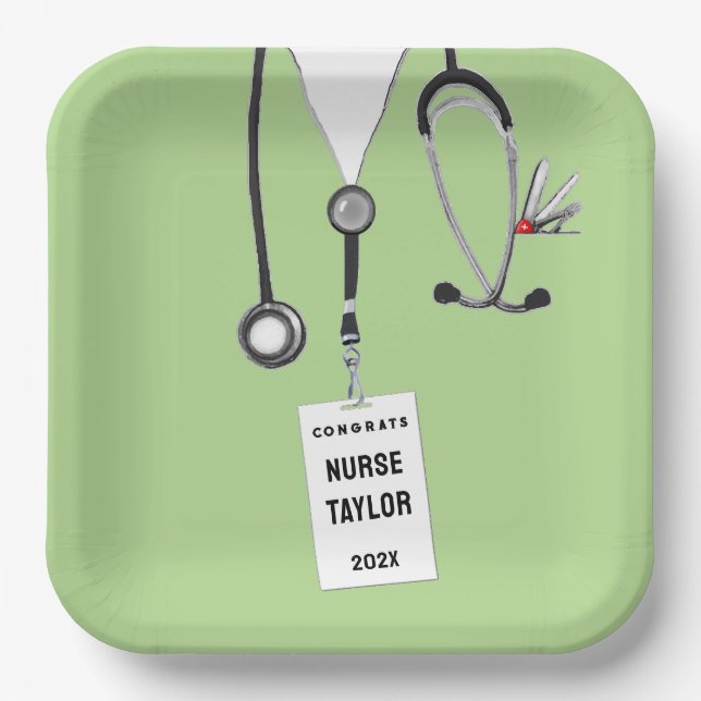 Nurse Grad Funny Party Paper Plate (Front)