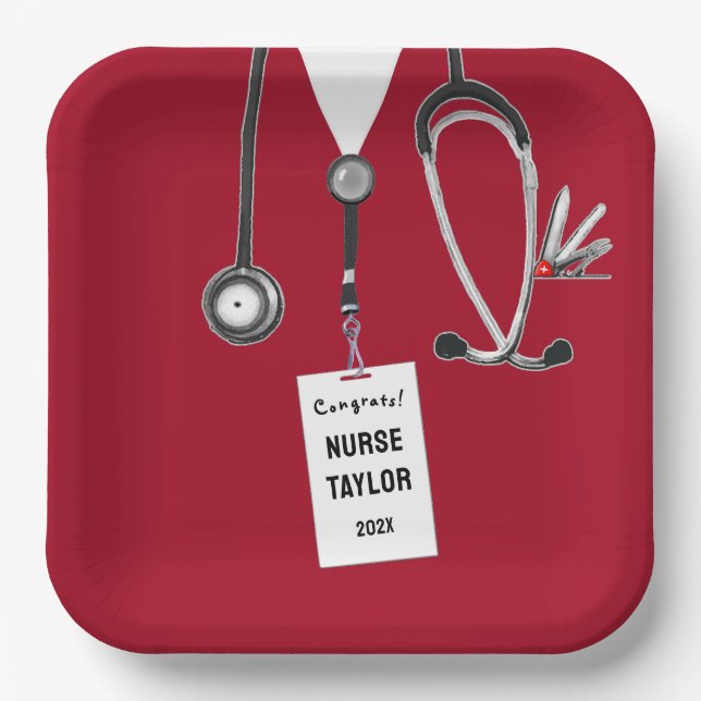 Nurse Grad Party Paper Plates (Front)