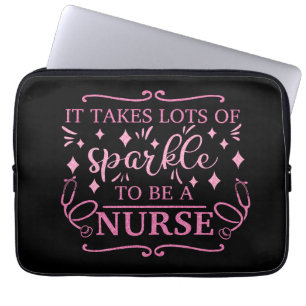 Nurse Graduate Elegant Pink Girly Glitter Laptop Sleeve