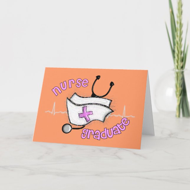 Nurse Graduate Gifts (Cap and Stethoscope Design) Card (Front)