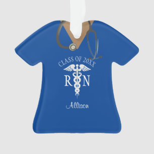 Nurse Graduate Medical Uniform Royal Blue Name Ornament