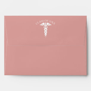 Nurse Graduate Rose Gold Medical Caduceus Envelope