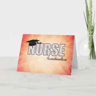 Nurse Graduation in Words on Orange and Yellow Card