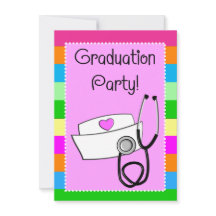 Nurse Graduation Invitations Bright Stripes