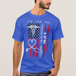 Nurse Graduation, Nurse Week, LPN Nurse US Flag, L T-Shirt
