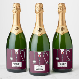 Nurse Graduation Nursing School Champagne Label