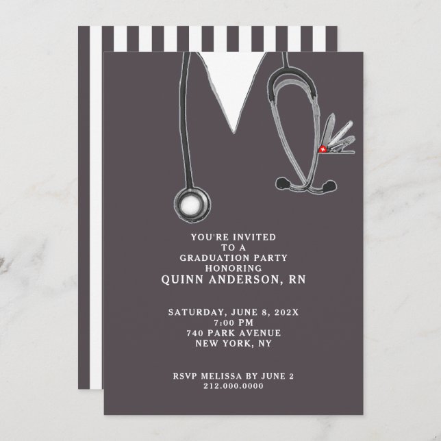 Nurse Graduation Nursing School Invitation (Front/Back)