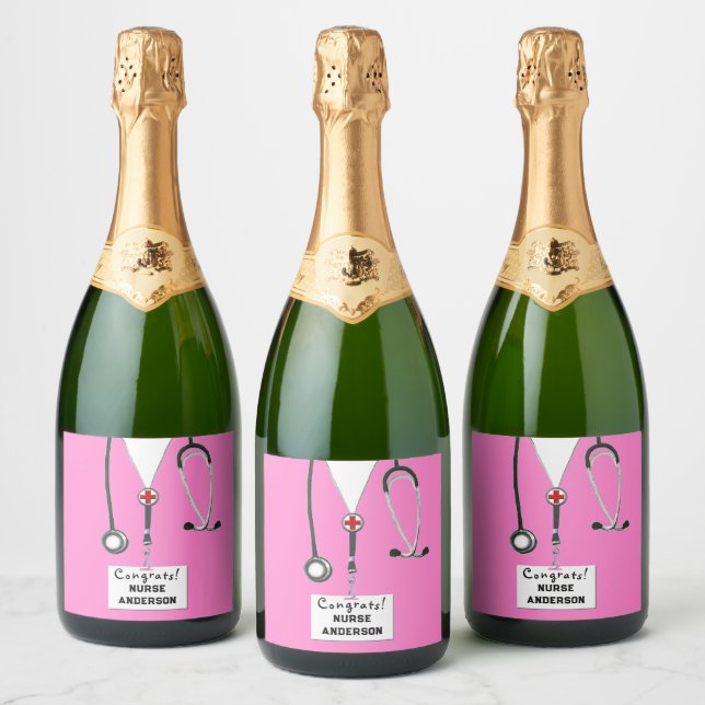 Nurse Graduation Nursing School Sparkling Wine Lab Label (Bottles)