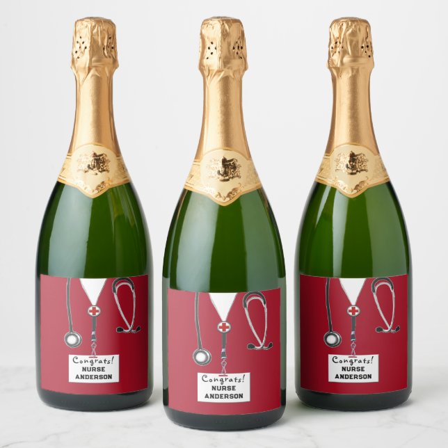 Nurse Graduation Nursing School Sparkling Wine Label (Bottles)