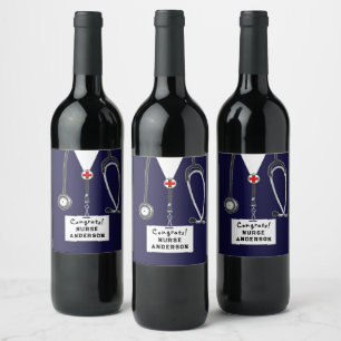 Nurse Graduation Nursing School Wine Label