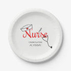 Nurse Graduation Paper Party Plates, modern red