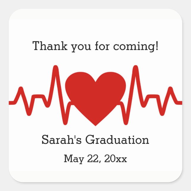 Nurse graduation party favour sticker / heart beat (Front)