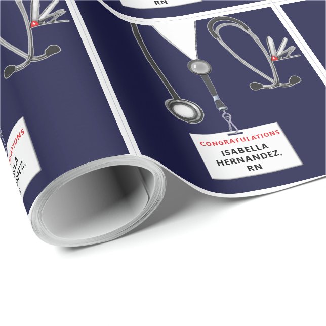 Nurse Graduation Party Gift Wrapping Paper (Roll Corner)