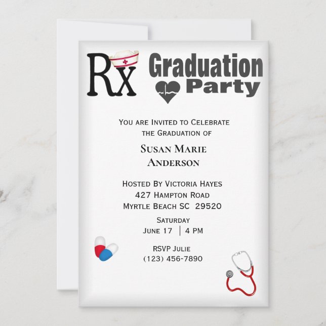 Nurse Graduation Party Invitation (Front)