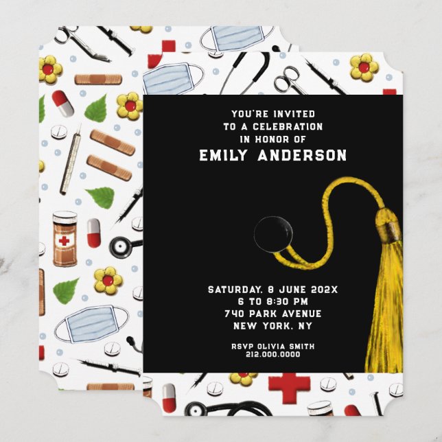 Nurse Graduation Party Invitation (Front/Back)