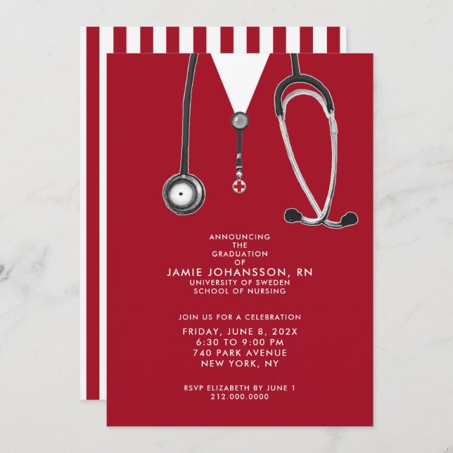 Nurse Graduation Party Invitations (Front/Back)