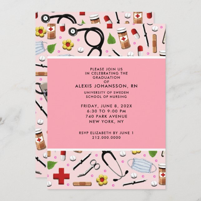 Nurse Graduation Party Invitations (Front/Back)