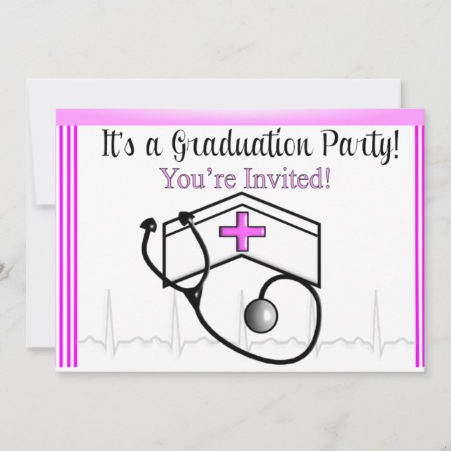 Nurse Graduation Party Invitations Pink (Front)