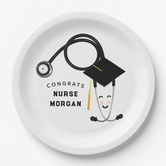 Nurse Graduation Party Paper Plates Napkins (Front)