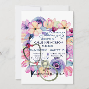 Nurse Graduation Party Spring Floral Invitation 