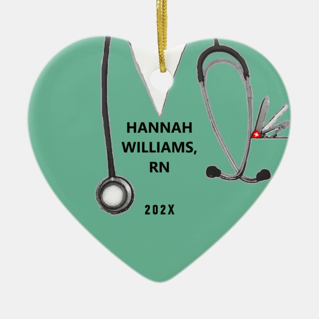 Nurse Graduation Photo Ceramic Tree Decoration (Front)