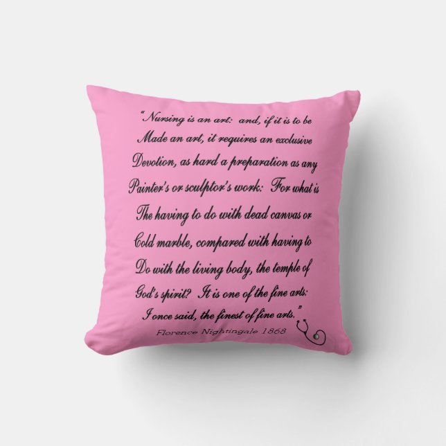 Nurse Graduation Pillow Florence Nightingale Words (Front)