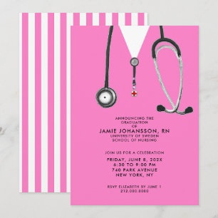 Nurse Graduation Pink Party Invitations