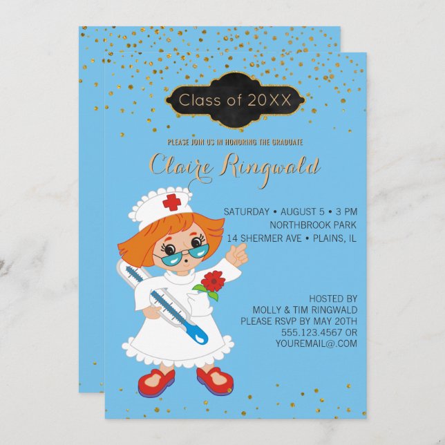 Nurse Graduation Pinning Ceremony Nursing School Invitation (Front/Back)