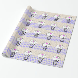 Nurse Graduation Wrapping Paper Purple Polka Dots
