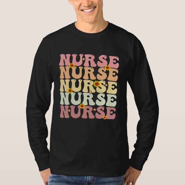 Nurse Groovy Retro Hippie 2 T-Shirt (Front)