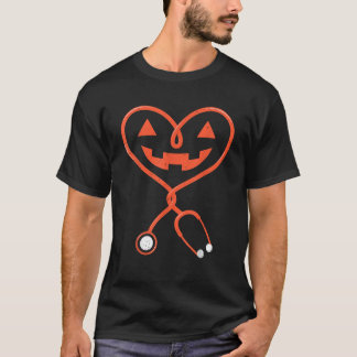 Nurse Halloween Costume Women Pumpkin Outfit Funny T-Shirt