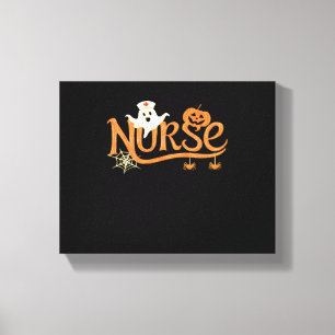 Nurse Halloween Cute Ghost and Pumpkin Essential T Canvas Print