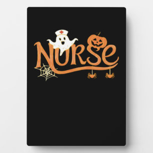 Nurse Halloween Cute Ghost and Pumpkin Essential T Plaque
