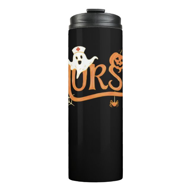 Nurse Halloween Cute Ghost and Pumpkin Essential T Thermal Tumbler (Front)