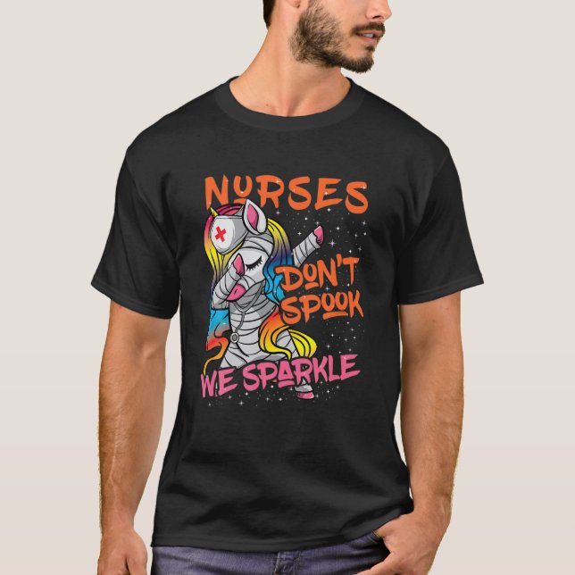 Nurse Halloween | Dabbing Unicorn Mummy Nurse Hat T-Shirt (Front)