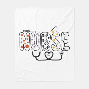 Nurse Halloween Funny Ghost halloween nursing Fleece Blanket