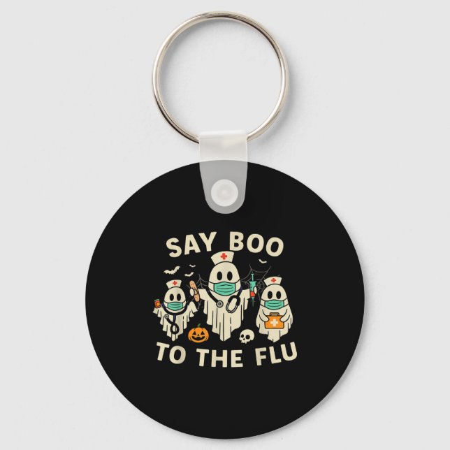 Nurse Halloween Ghost Crew Vaccine Say Boo To The  Key Ring (Front)