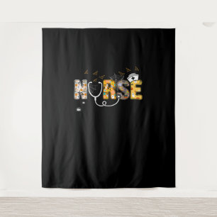 Nurse Halloween Gift With Pumpkin Boo Spider Witch Tapestry
