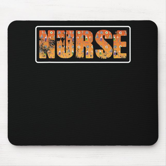 Nurse Halloween Gift With Pumpkin Spider Witch Hat Mouse Pad (Front)
