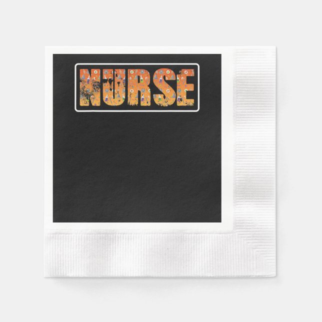 Nurse Halloween Gift With Pumpkin Spider Witch Hat Napkin (Front)