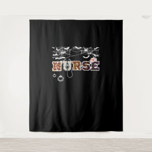 Nurse Halloween Shirt Gift With Pumpkin Boo Spider Tapestry