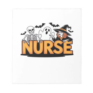Nurse - Halloween - with ghost, witch, and skeleto Notepad