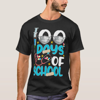 Nurse Happy 100 Days Of School Celebration Outfit  T-Shirt