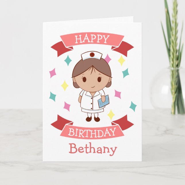 Nurse Happy Birthday Personalised Card (Front)