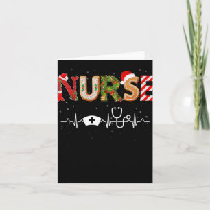 Nurse Hat Heartbeat Xmas Santa Claus Snow Christma Card