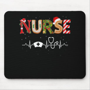 Nurse Hat Heartbeat Xmas Santa Claus Snow Christma Mouse Pad