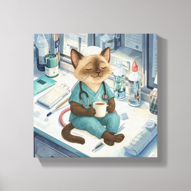 Nurse have a coffee break canvas print (Front)