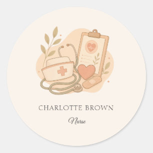 Nurse Healthcare Medical Hospital Elder Care Classic Round Sticker