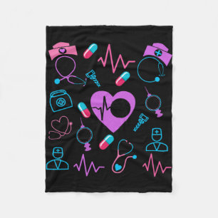 Nurse Healthcare Nursing Elements Design Fleece Blanket